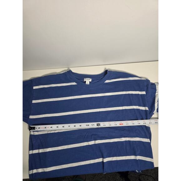 J. Crew Women's Large Blue and White striped Long Sleeve Shirt 100% Cotton - Picture 3 of 8